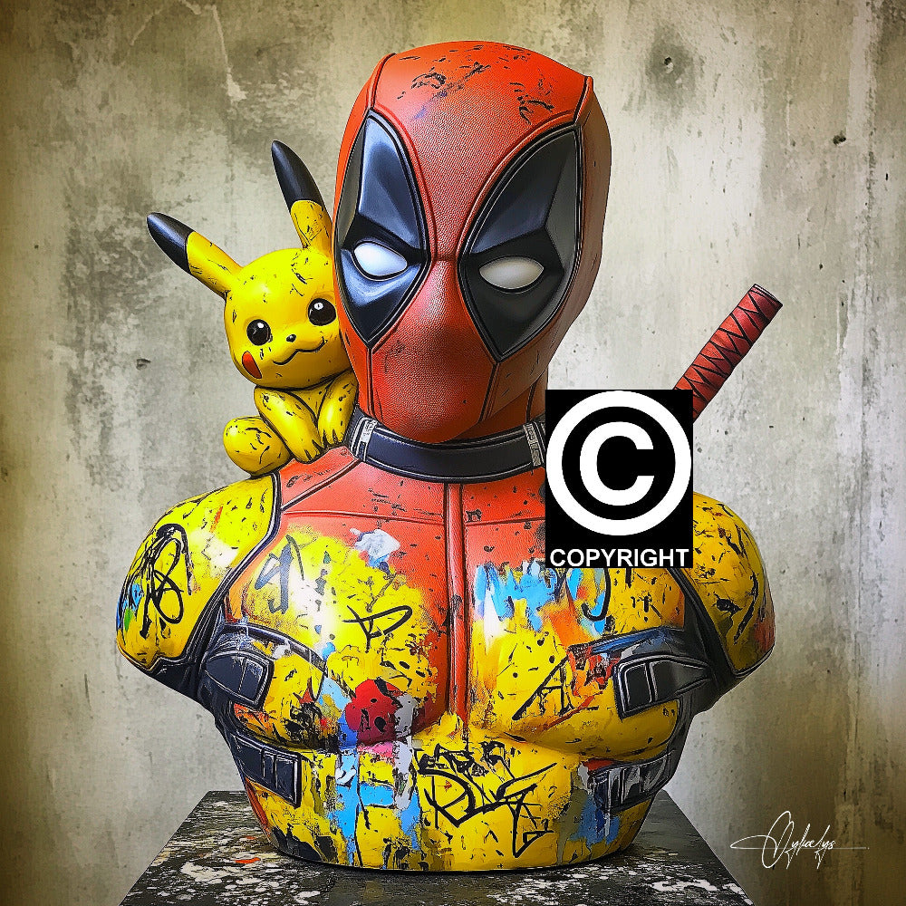 DEADPOOL X PIKACHU  -  Tirage d'art unique encadré