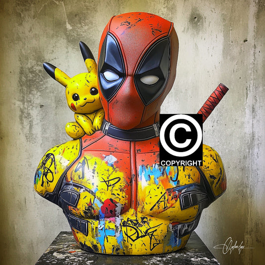 DEADPOOL X PIKACHU  -  Tirage d'art unique encadré